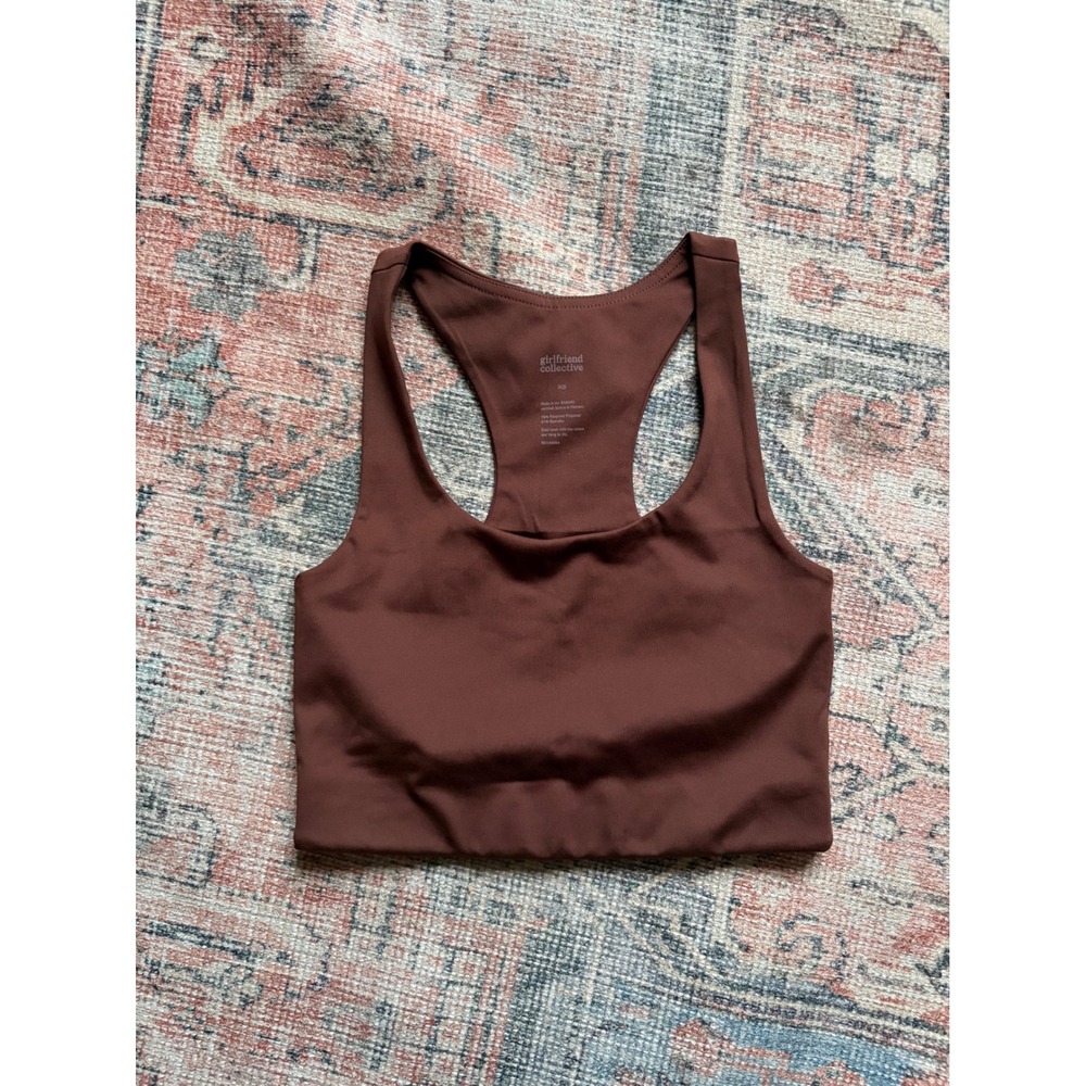 Girlfriend Collective Paloma Bra Java Brown Racerback Sports Bra XS